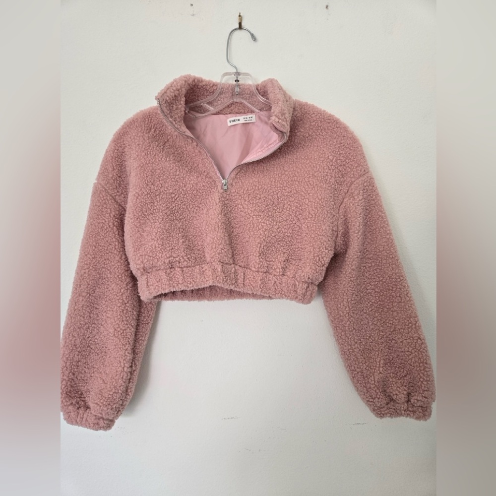 SHEIN Kids Blush Pink Sherpa Jacket